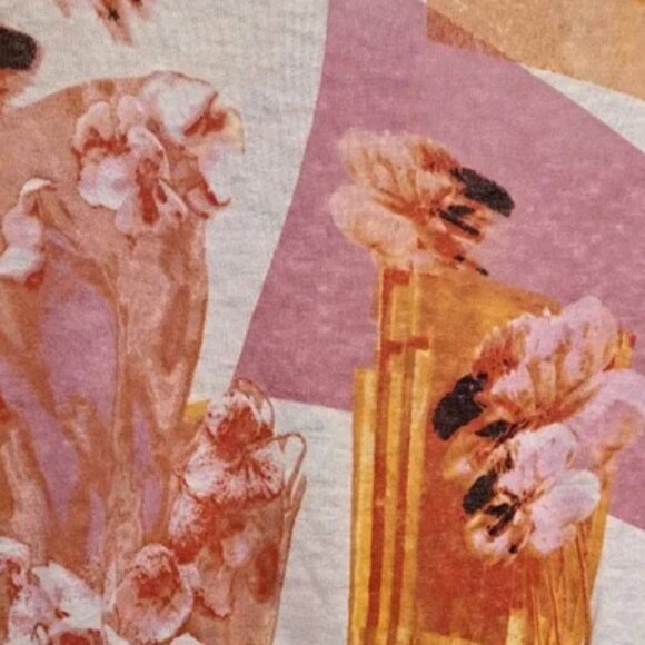 DESIGUAL Long-Sleeve Pullover•Fine Gauge Knit•Linen Blend•Floral Collage•Medium• - Picture 6 of 8